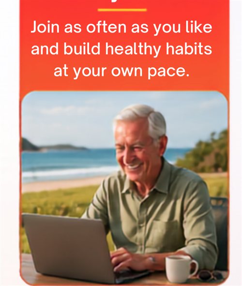 A man relaxes with his laptop, returning for another session.